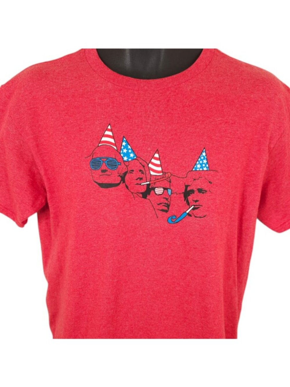 Mount Rushmore T Shirt Mens Size Medium Red Silly Party Hats
